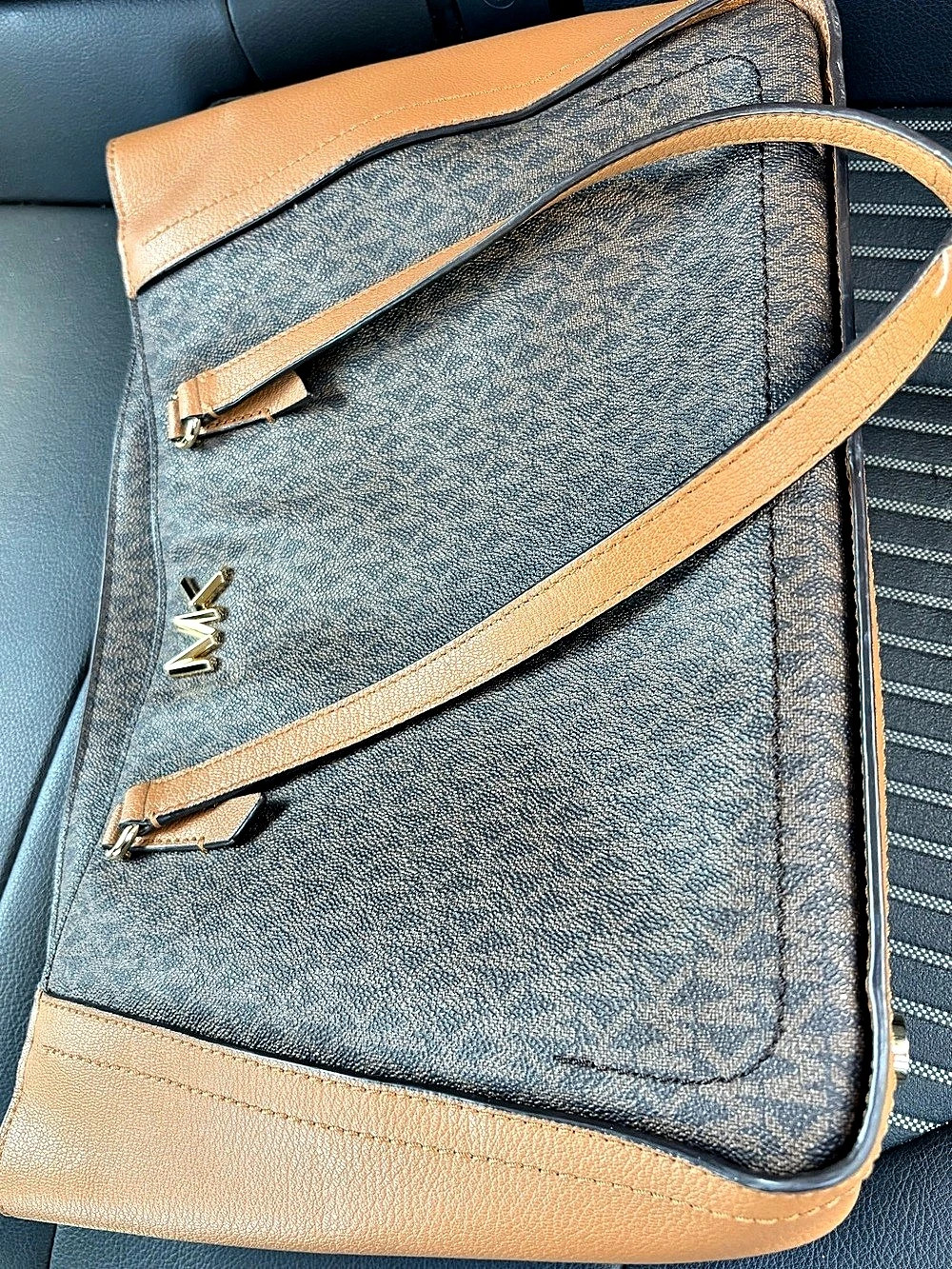 Michael Kors Jet Set Travel Large Signature Logo Tote Bag Brown Shoulder